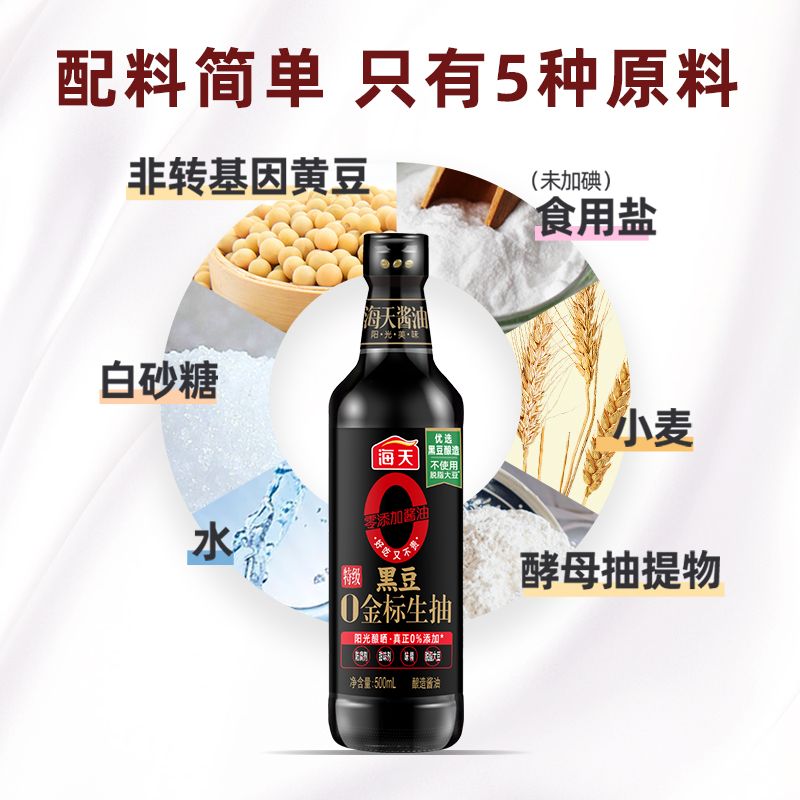 特级黑豆0添加黑豆金标生抽酱油 500mL
