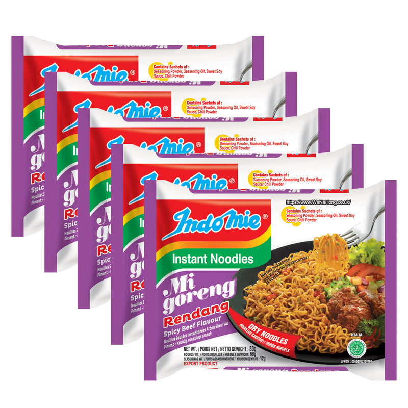 5er-Pack indonesische Bratnudeln/Instantnudeln mit Rindfleischgeschmack 5*80g