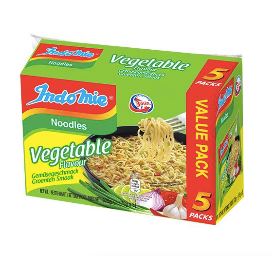 5 packs of vegetarian vegetable instant noodles 5*75g