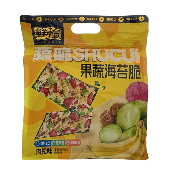 Meat floss flavored fruit, vegetable and seaweed crisps 36g