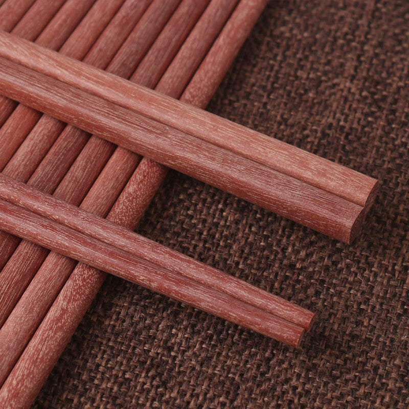 10 pairs of carved red sandalwood chopsticks