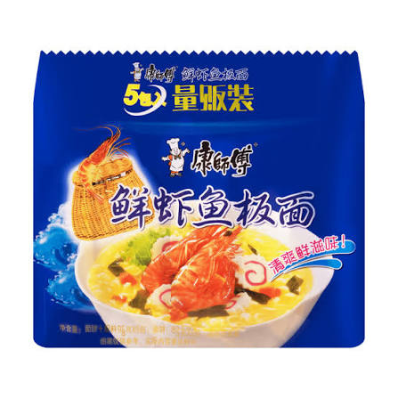 五连包经典鲜虾鱼板面 5×98g