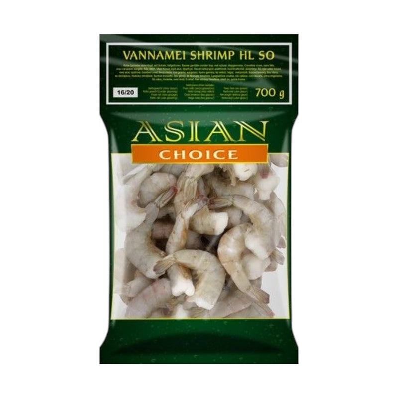 冰冻食品16/20无头带壳南美白对虾 700g